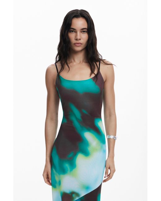 Desigual Tie-Dye Strappy Dress in Blue | Lyst UK
