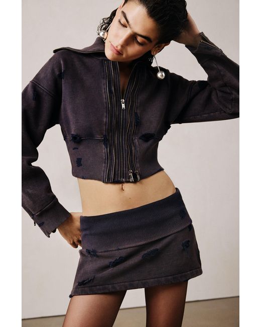 Desigual Black Studio Mini Skirt With Zipper, Outlet, Cotton