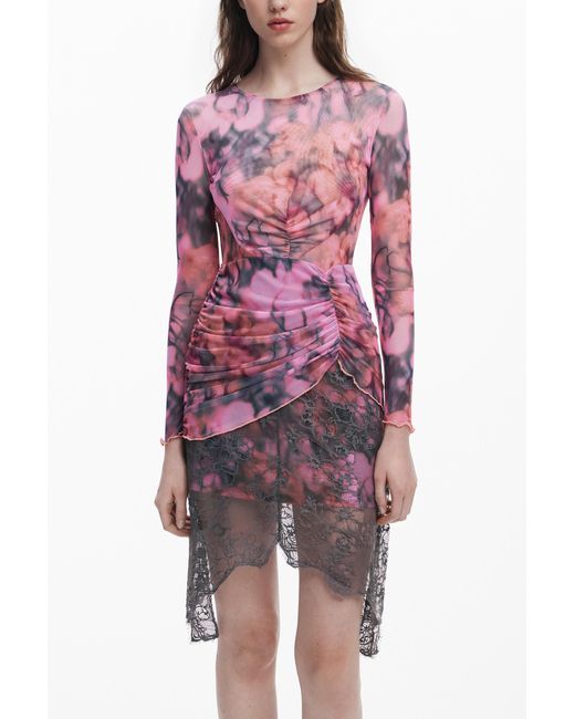 Desigual Red Collina Strada Asymmetrical Dress, Polyester