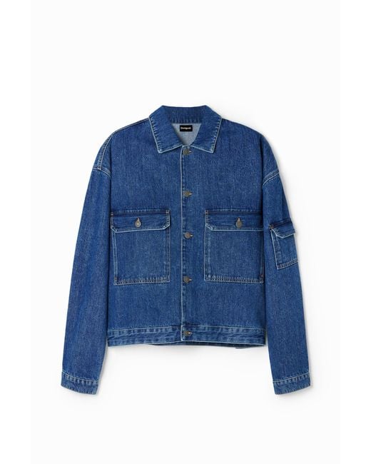 Desigual Blue Denim Jacket With Pockets, Cotton for men