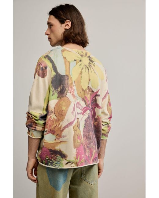 Desigual White Gaugin Printed Sweater, Cotton for men