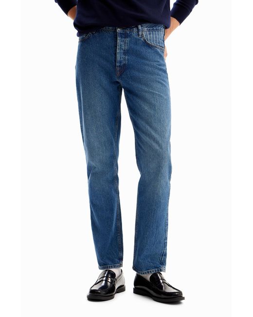 Vaqueros Straight, Algodon, Azul Desigual de hombre de color Blue
