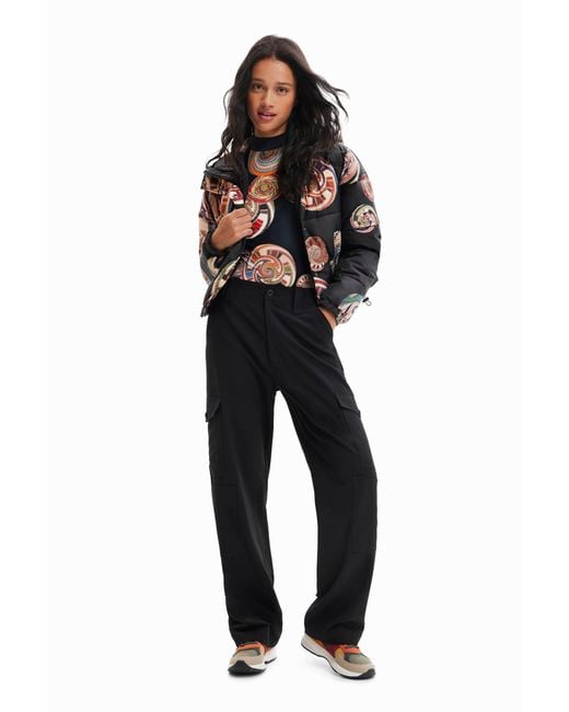 Desigual Black M. Christian Lacroix Short Padded Jacket, Polyester