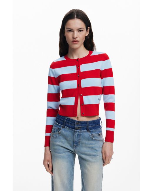 Desigual Red Two-Tone Double Waist Jeans