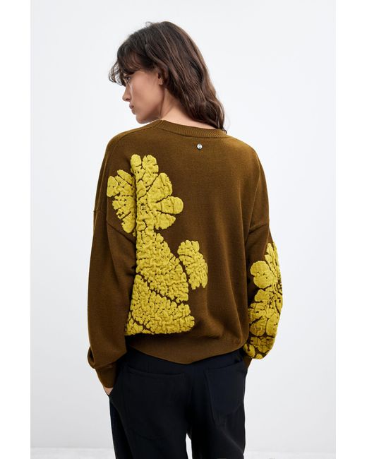 Desigual Green Jacquard Sweater M. C. Lacroix