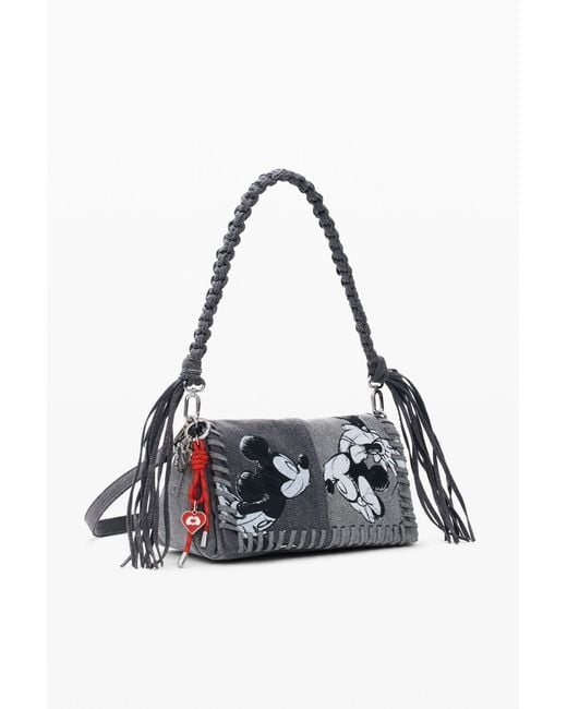 Desigual White Medium Denim Bag Mickey Mouse