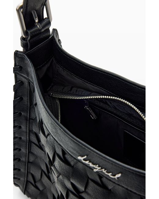 Desigual Black Medium Braided Bag, Polyurethane