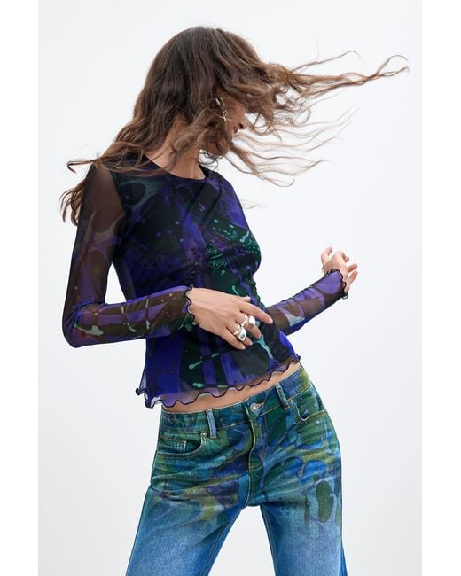 Desigual Blue Flare Jeans M. C. Lacroix, Cotton