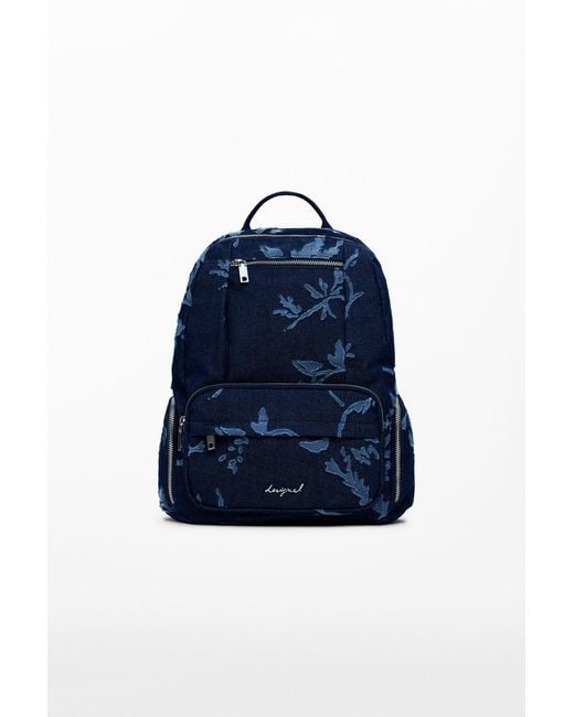 Desigual Blue Small Devoré Denim Backpack