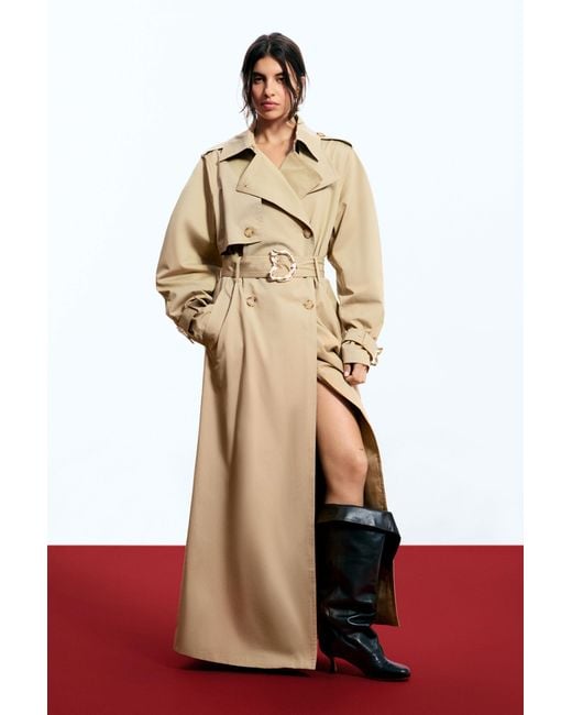 Desigual White Long Trench Coat Egonlab, Cotton