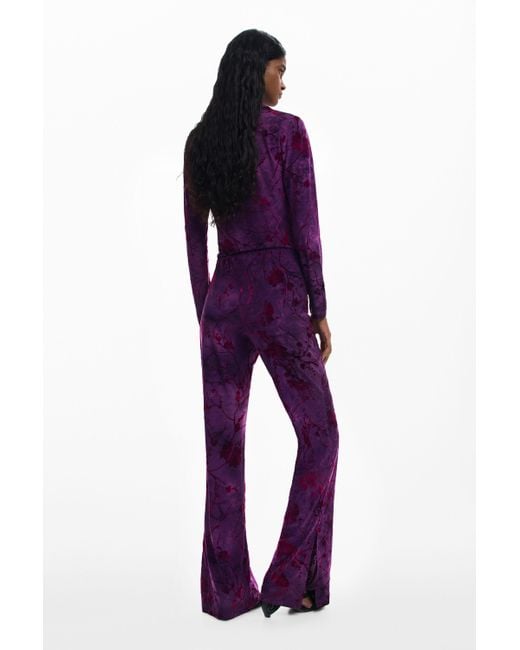 Desigual Purple Flared Textured Fluid Pants
