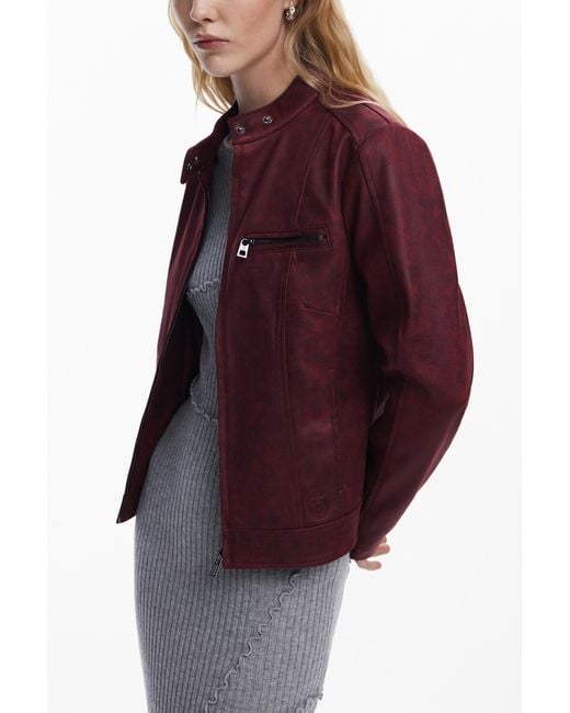 Desigual Purple Biker Jacket, Polyester