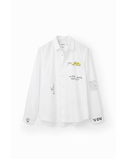 Desigual Hemd Messages Kontrast in White für Herren