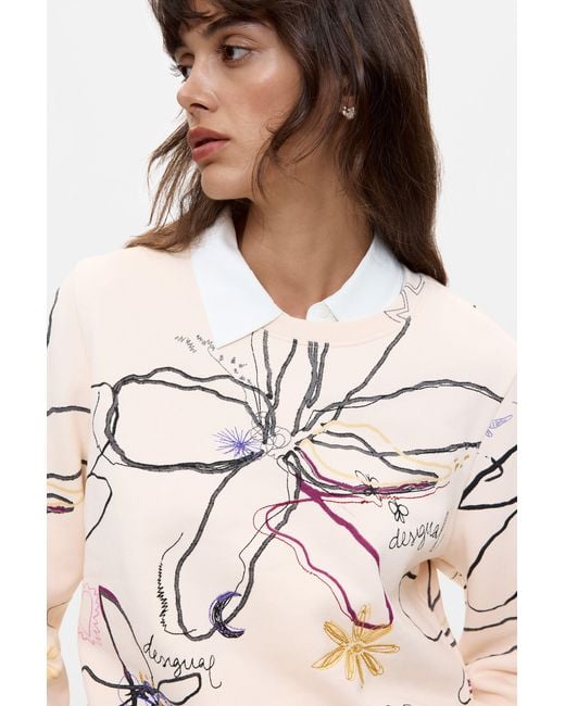 Desigual Natural Floral Print Sweatshirt 100% Cotton, Cotton