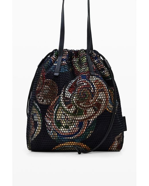Desigual Black M. Christian Lacroix Large Bucket Bag, Polyester