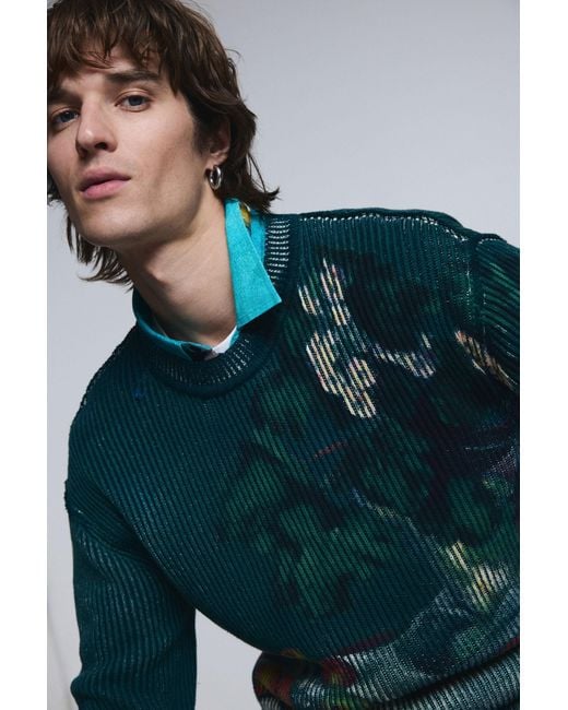Desigual Blue Still Life Texture Sweater, Cotton for men