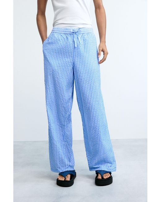 Desigual Blue Long Striped Trousers, Cotton for men