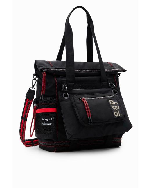Desigual Black Xl Multi-position Backpack