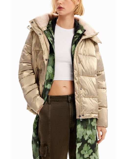 Desigual Natural Metallic Padded Jacket, Polyamide