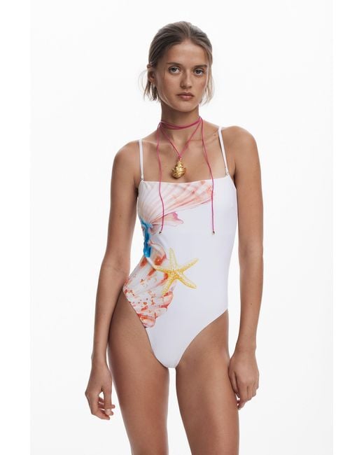 Desigual White Star Swimsuit Shells