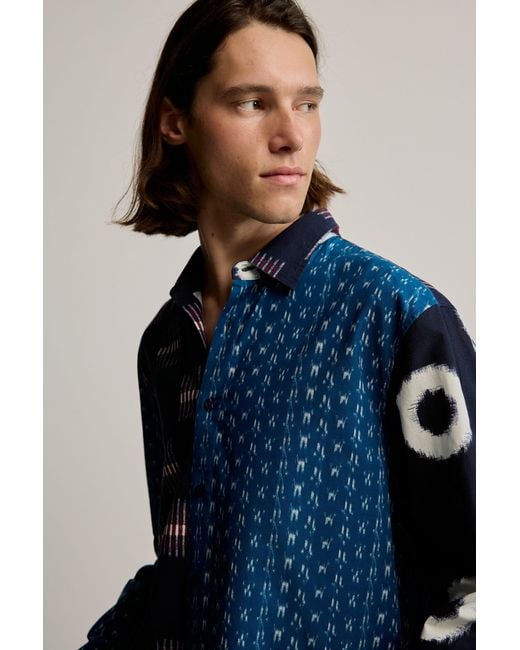 Desigual Blue Patch Printed Shirt, Cotton for men