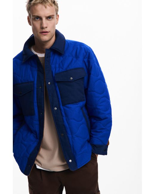 Desigual Brown Reversible Padded Jacket for men