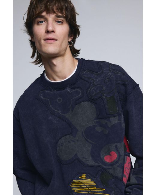 Desigual Blue Mickey Mouse Tie-Dye Sweatshirt, Cotton for men