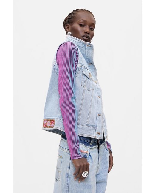 Desigual Blue Detachable Jacket, Cotton