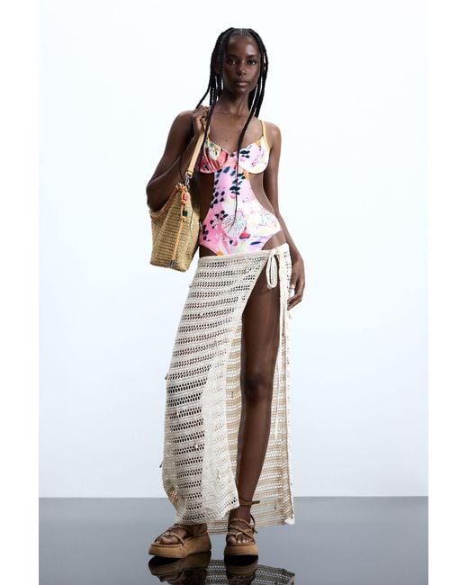 Desigual Yellow Tropical Swimsuit