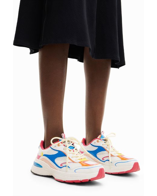 Desigual Blue Patchwork Running Sneakers