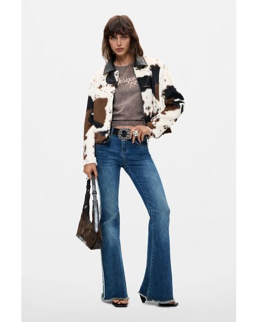 Desigual Blue Animal Print Jacket, Polyester