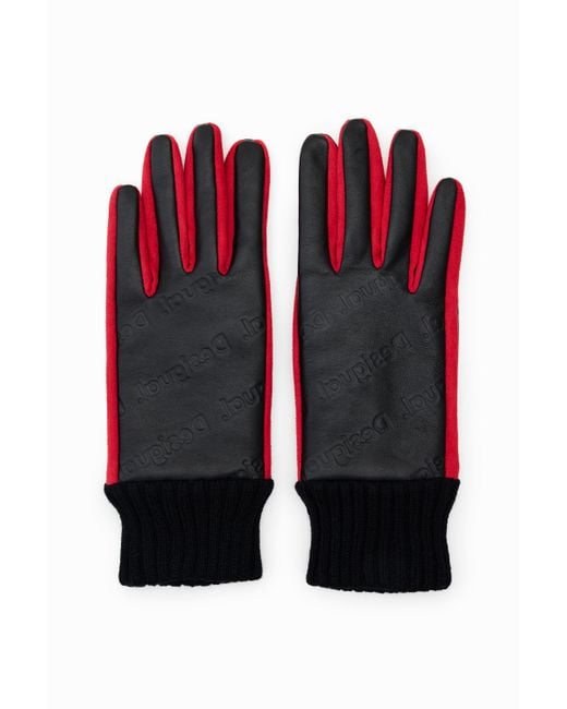 Desigual Black Logo Gloves