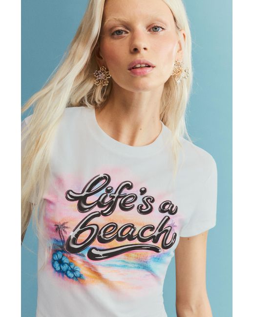 Desigual Blue Printed Cotton T-Shirt, Cotton