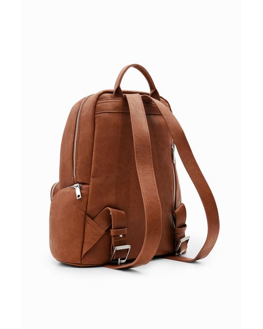 Desigual Brown Midsize Half-logo Backpack