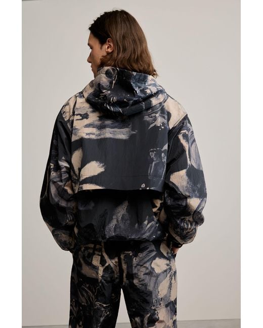 Desigual Blue Printed Gaugin Jacket, Polyamide for men
