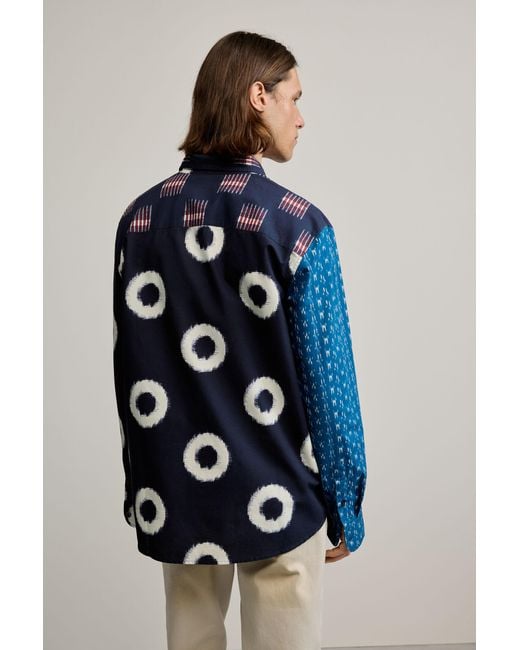 Desigual Blue Patch Printed Shirt, Cotton for men