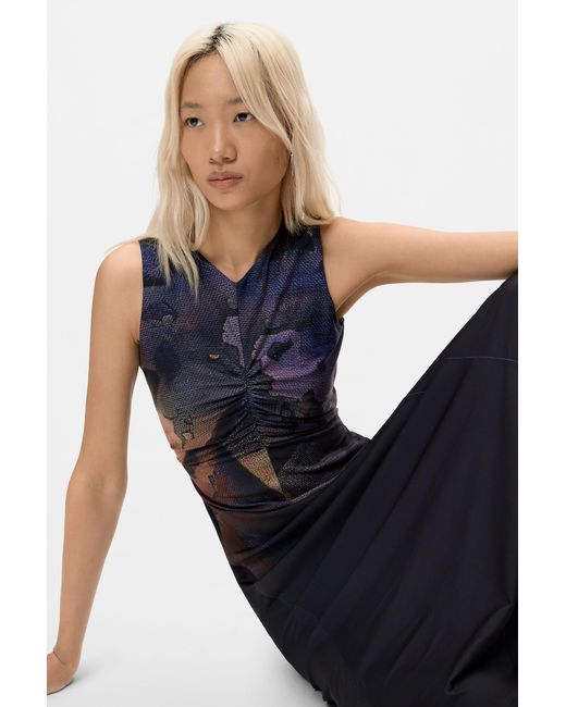 Desigual Blue Sleeveless Knit Dress, Polyester