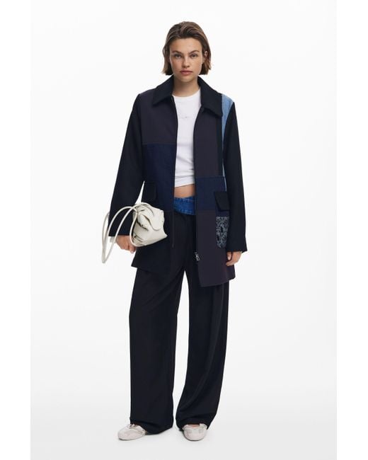 Abrigo Recto Patchwork Desigual de color Blue