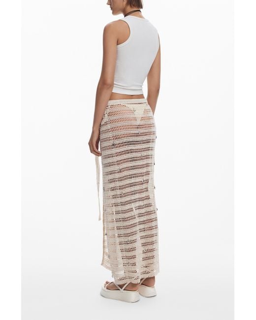 Desigual White Tank Top With Text, Viscose