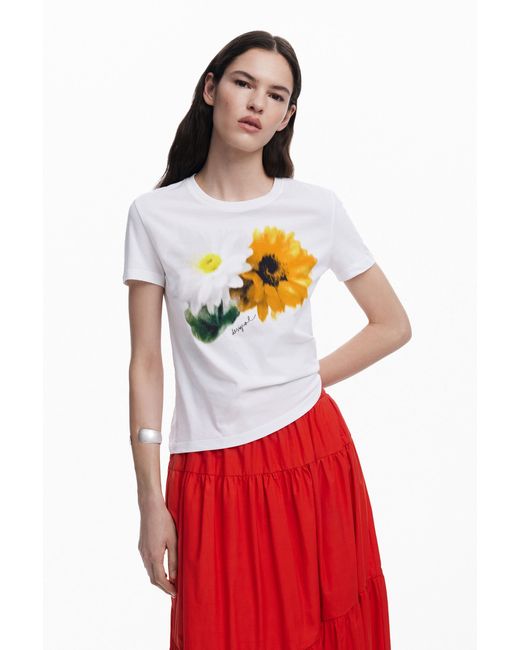 Desigual Blurred Flowers T-Shirt, Cotton