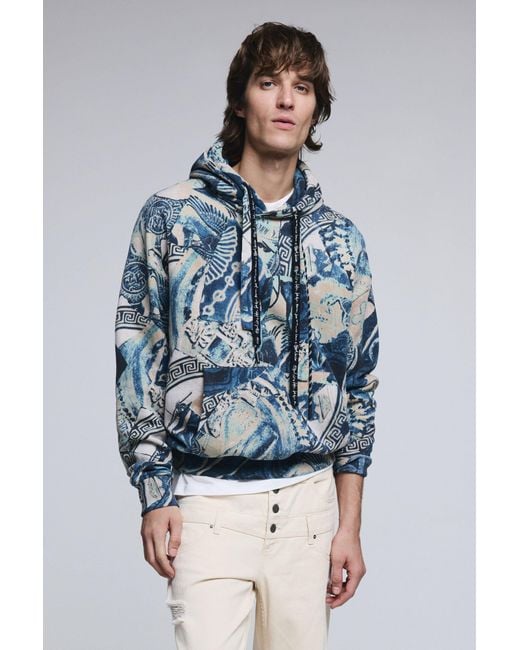 Desigual Blue Mosaic Sweatshirt, Cotton for men