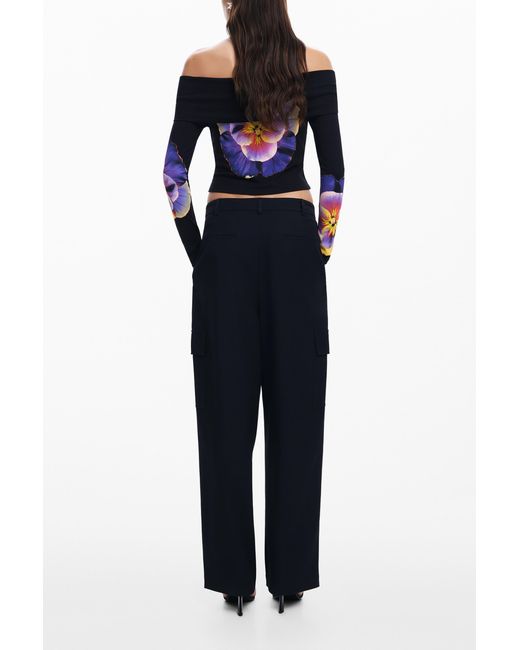 Desigual Blue Floral Print T-Shirt M. Christian Lacroix, Viscose