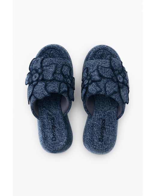 Desigual Blue Platform Denim Sandal, Cotton