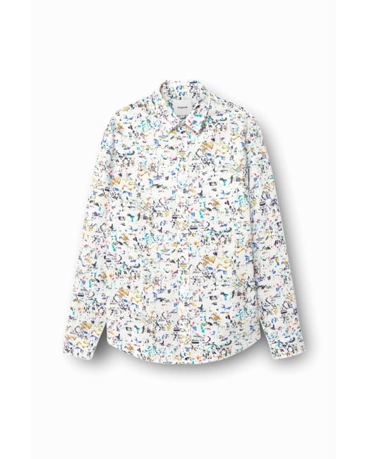 Camisa Arty 100% Algodón Desigual de hombre de color White