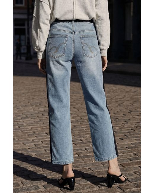 Desigual Blue Two-Material Denim Trousers, Cotton