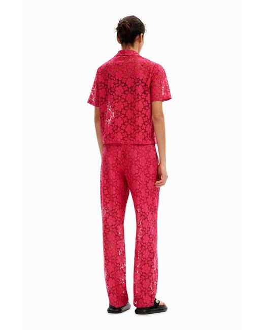 Desigual Tailored Floral Lace Trousers