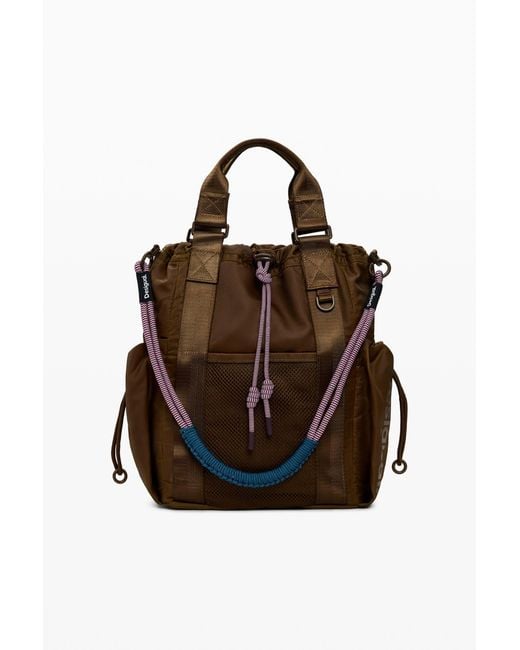 Desigual Brown Medium Waxed Multi-Position Backpack, Polyamide