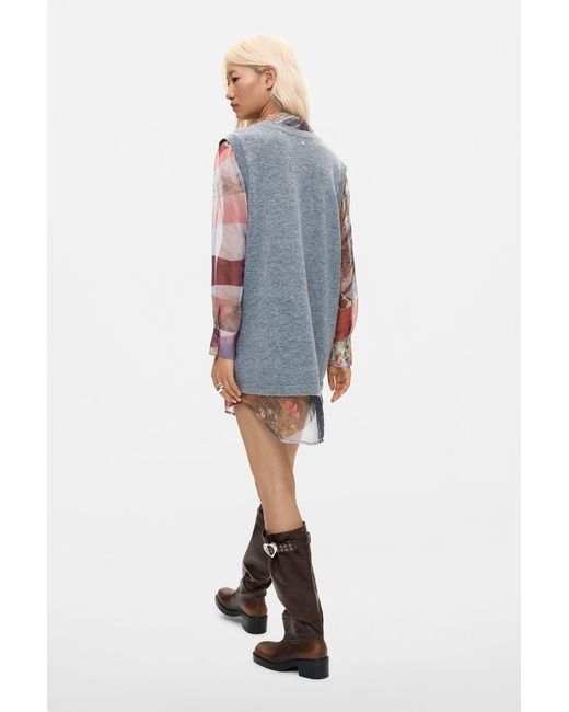 Desigual Blue Combined Shirt Dress, Polyester