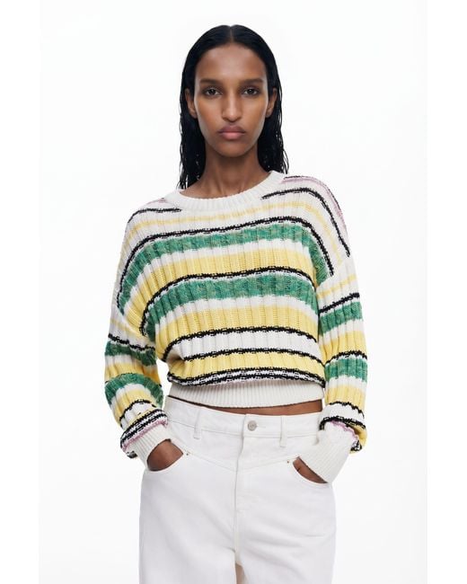 Desigual Multicolor Colorful Striped Sweater, Cotton