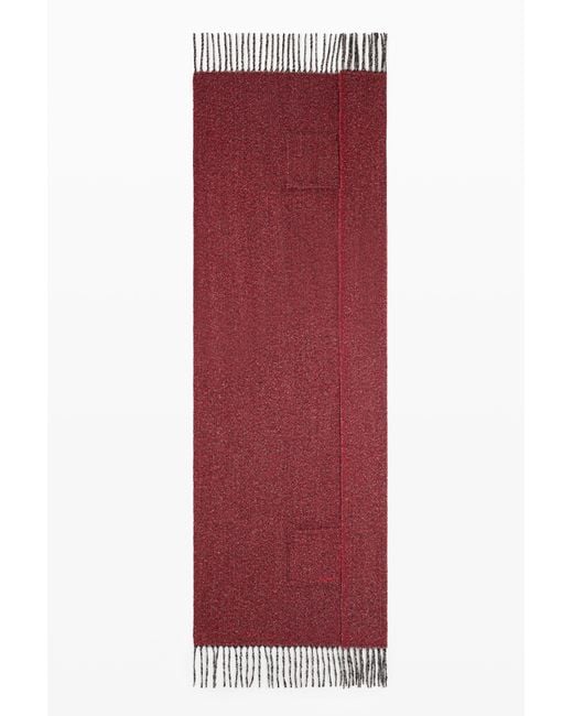 Desigual Red Long Scarf Fringe, Polyester